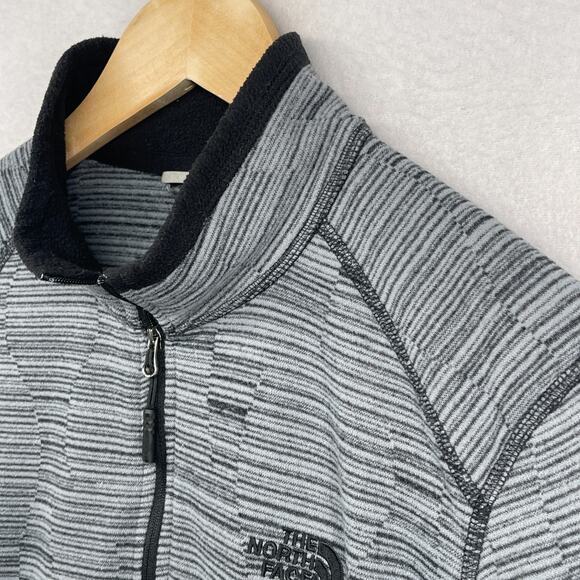 THE NORTH FACE Sweatshirt Womens M Fleece Striped 1/4 Zip Base Layer Gray - Picture 5 of 12